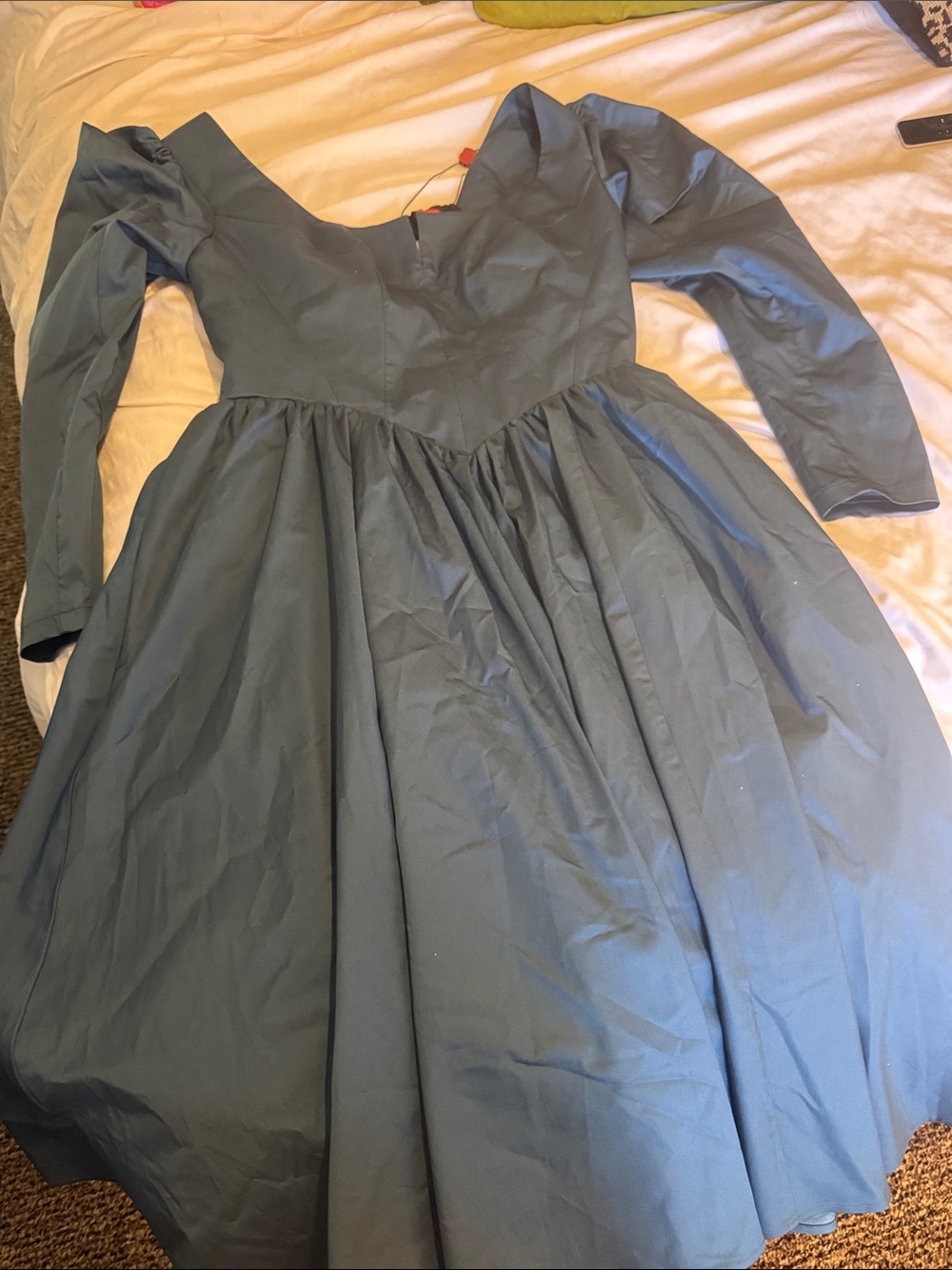 Long-Sleeve Fit & Flare Dress in Slate Blue